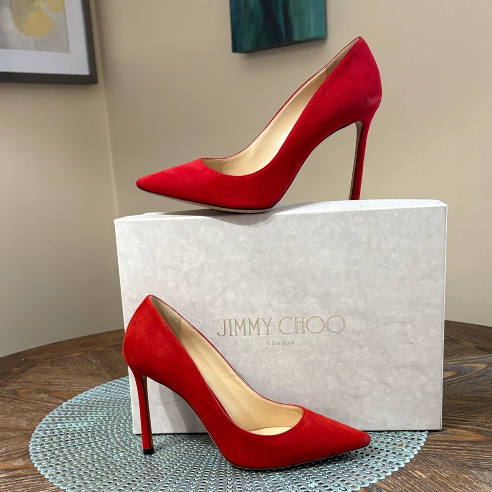 Jimmy Choo Vibrant Red Heels - Picture 2 of 4